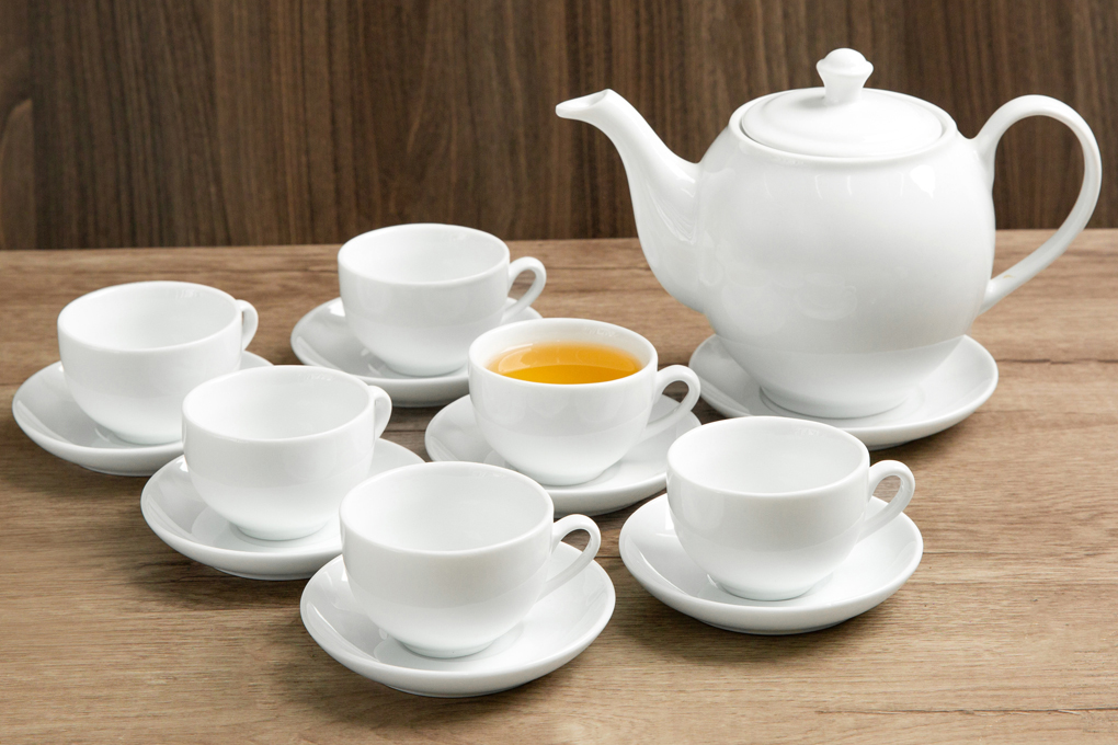 Bộ ấm trà Sứ sương Minh Châu SSA019 trắng 14 món bền đẹp, giá tốt