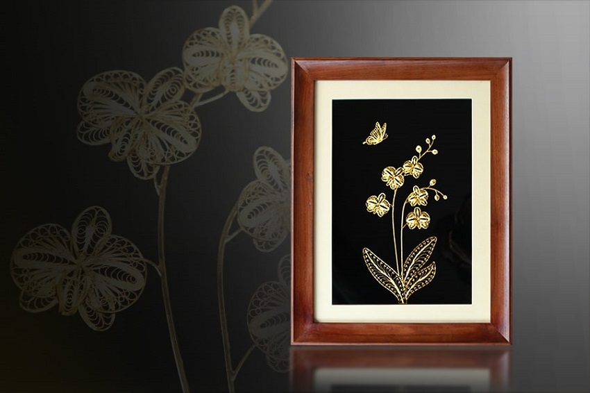 Tranh hoa phong lan mạ vàng - Sản xuất quà tặng cao cấp mạ vàng 24k các dịp  lễ tết, kỷ niệm